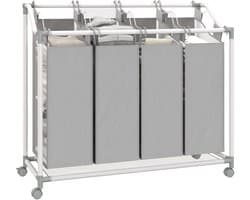 Homcom wasmand - met 4 vakken - met wielen - grijs — afbeelding 1