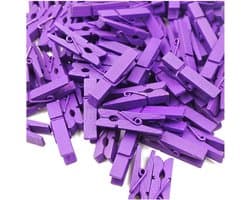 Houten Wasknijpers Kleurig 3,5 cm - 100 Stuks Mini Decoratie Clips voor Foto's en Geschenken