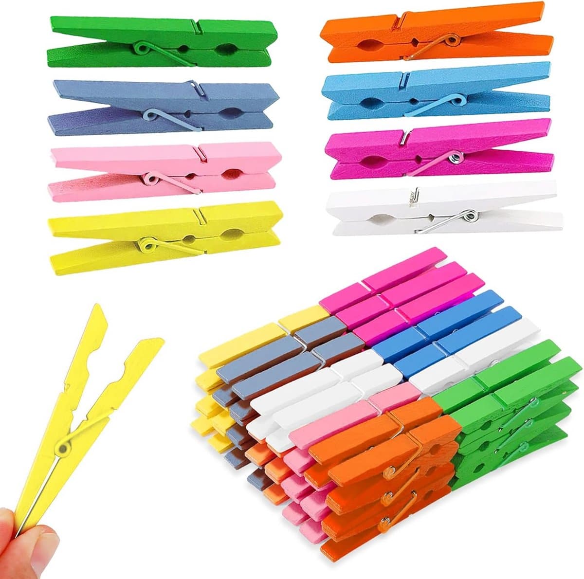 Kleurige houten wasknijpers 50 stuks, 7,2 cm, perfect voor foto's en knutselen — afbeelding 1