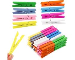 Kleurige houten wasknijpers 50 stuks, 7,2 cm, perfect voor foto's en knutselen