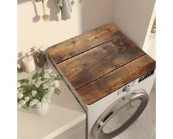 Lichtbruine multifunctionele mat met eikenhoutnerf en diatomeeënaarde - Antislip, sneldrogende hoes voor wasmachine en droger voor een modern interieur | Krasbestendige hoes, bescherming voor de wasmachine-50cm x 60cm