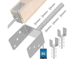 Paaldragers voor Beton - Paalankers Bodemhuls - Houten Palen Bevestigen - Thermisch Verzinkt Staal - 101 mm Breed