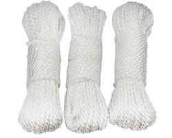 Waslijn Wit - Waslijn Snoer - Droog Ruimte - 3 Stuks Set - 15 Meter