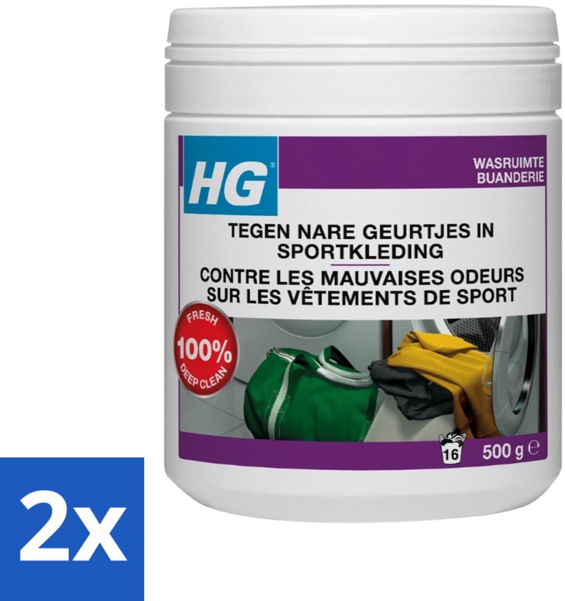 2 x HG Wasmiddel Toevoeging Tegen Nare Geuren In Sportkleding 500 gr - Sportkleding Geurverwijderaar - Wasmiddeltoevoeging - Nare Geurtjes - Sportkleding Geur - Wasmiddel — afbeelding 1