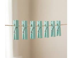 Mini Knijpers Mint – 24 Houten Knijpertjes voor Kaarten & Foto’s