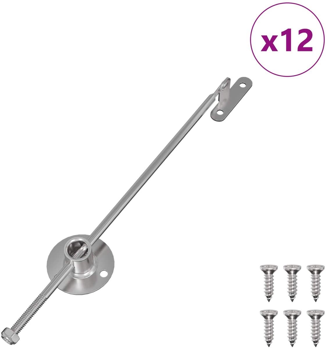 vidaXL - Trekkant-hengsel - 12 - pcs - Zilver - 190 - mm - Metaal — afbeelding 1