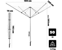 MKSS® Droogmolen met Voet voor Camping & Thuis - Wasrek Staand - Droogrek Inklapbaar - Zilver
