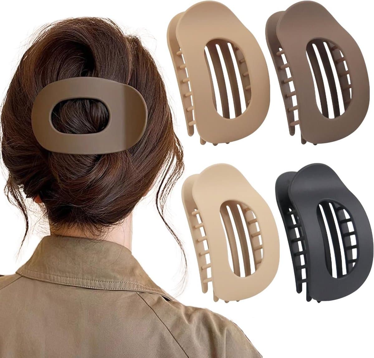 4x Grote Platte Haarclips voor Dames - Sterke Grip, Eendensnavel Klem voor Dun en Dik Haar — afbeelding 1