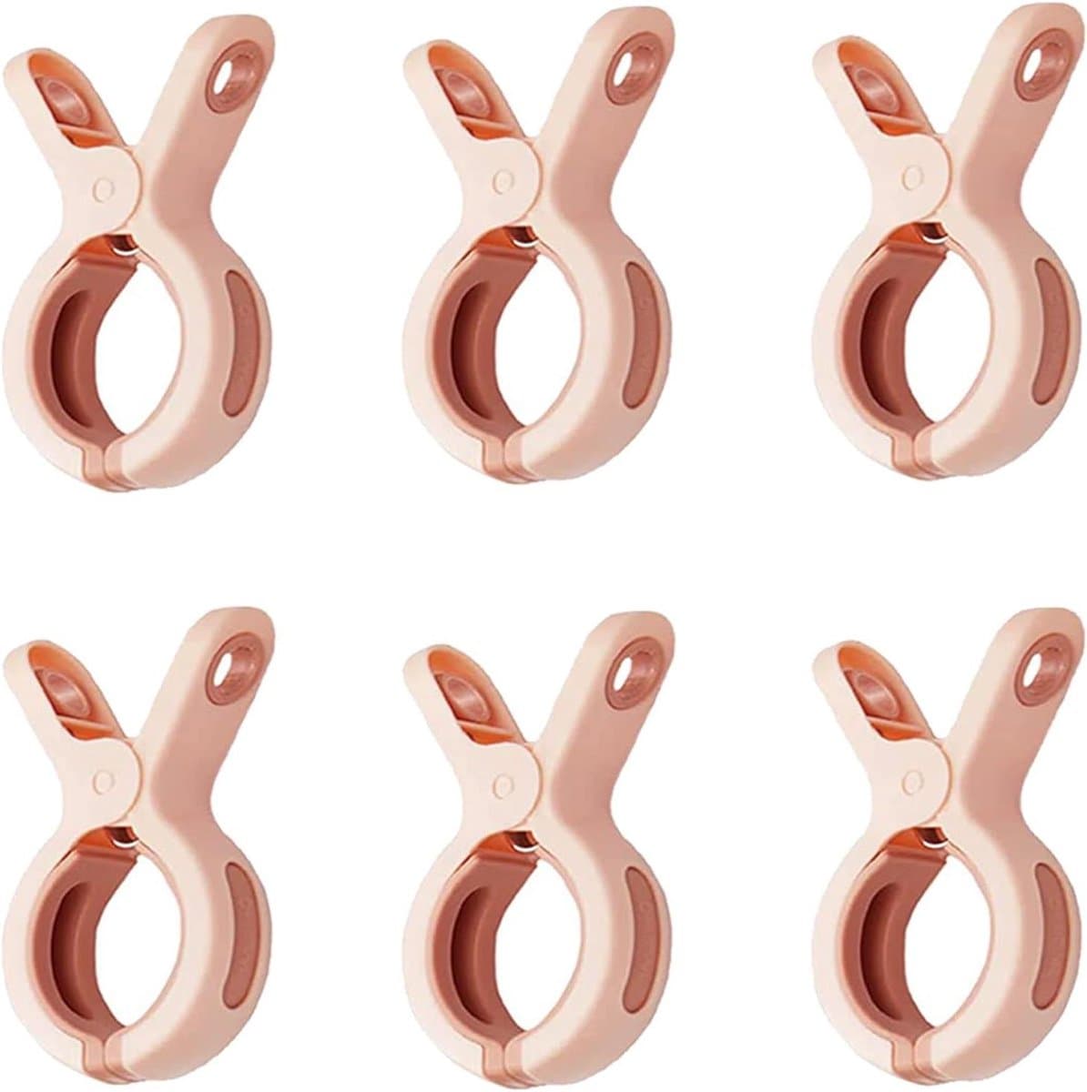 Allecto Plus - 6 stuks Sterke Roze Handdoekklemmen voor Strandstoelen - Jumbo Formaat - Winddichte Clips voor Strandlaken en Beddengoed — afbeelding 1