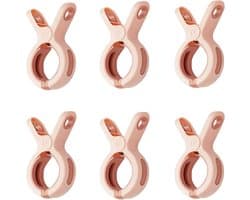 Allecto Plus - 6 stuks Sterke Roze Handdoekklemmen voor Strandstoelen - Jumbo Formaat - Winddichte Clips voor Strandlaken en Beddengoed