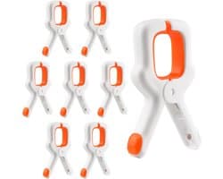 Plastic strandlakenklemmen - 8 stuks - Stevige kunststof wasknijpers - Grote winddichte kledingklemmen - Antislip - Winddichte handdoekklemmen - Geschikt voor ligbedden / zwembadstoelen / dekenklemmen - Oranje — afbeelding 1