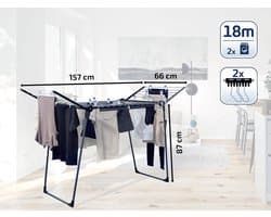 Famanu - Pegasus 180 solide droogrek voor kleding, droogrek met 18 m drooglengte, droogrek voor lang wasgoed, sterk en stevig, design wasrek zwart