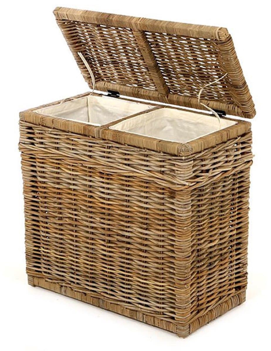 Rieten Wasmand Dubbel - 68x33xH66 cm — afbeelding 1
