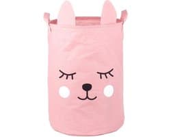 Kinderwasmand, opvouwbare opbergdoos, speelgoedorganizer, kledingorganizer, wasmand, opvouwbare ronde opbergmanden, katoen met handgrepen, 40 x 33 x 33 cm