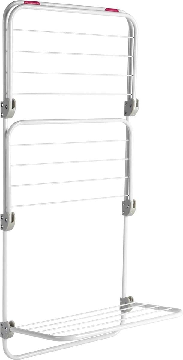 Three-Tier Overdoor Clothes Airer with Adjustable Shelves Space Saving Drying Rack - Compact Living & Smaller Households - Pink/White Color — afbeelding 1
