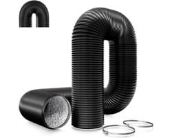 Flexibele aluminium buis - Ø100 mm - PVC afvoerslang - Flexibele luchtleidingen - Zwart - Lengte 5 m - Afzuigkap - Mobiele airconditioning - Hydrocultuur - Buisventilator