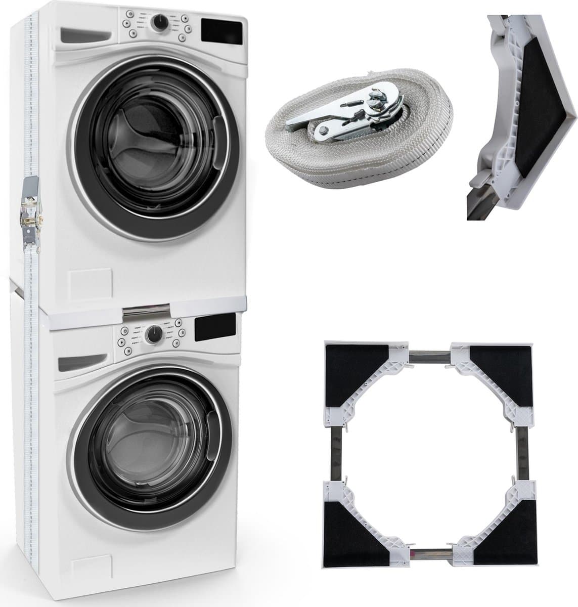 CLP Opbouwmeubel voor wasmachines - Ombouw - Verhoger - Rek - Aansluitframe - wit — afbeelding 1