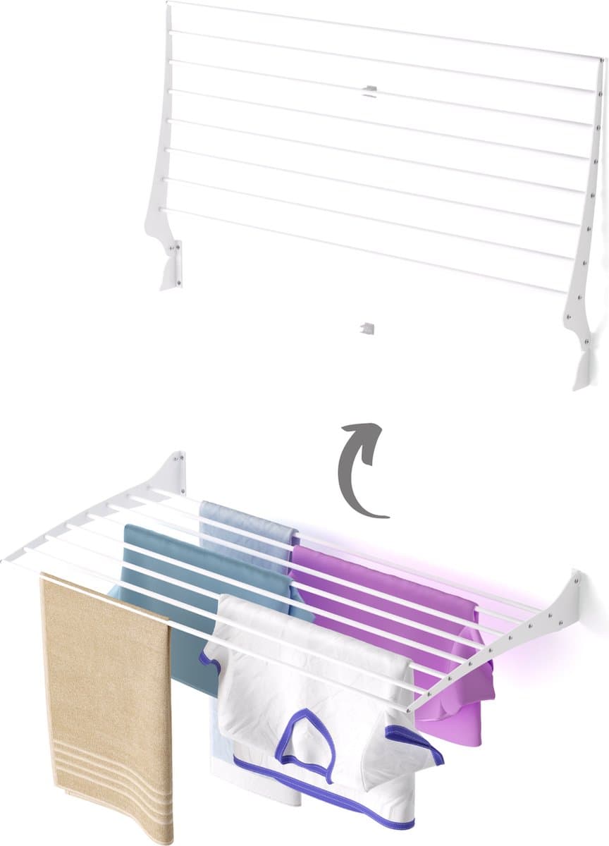 Foxydry Fold 100 white wasdroogrek wandmontage clicksysteem - 100 x 50 x 10 cm — afbeelding 1