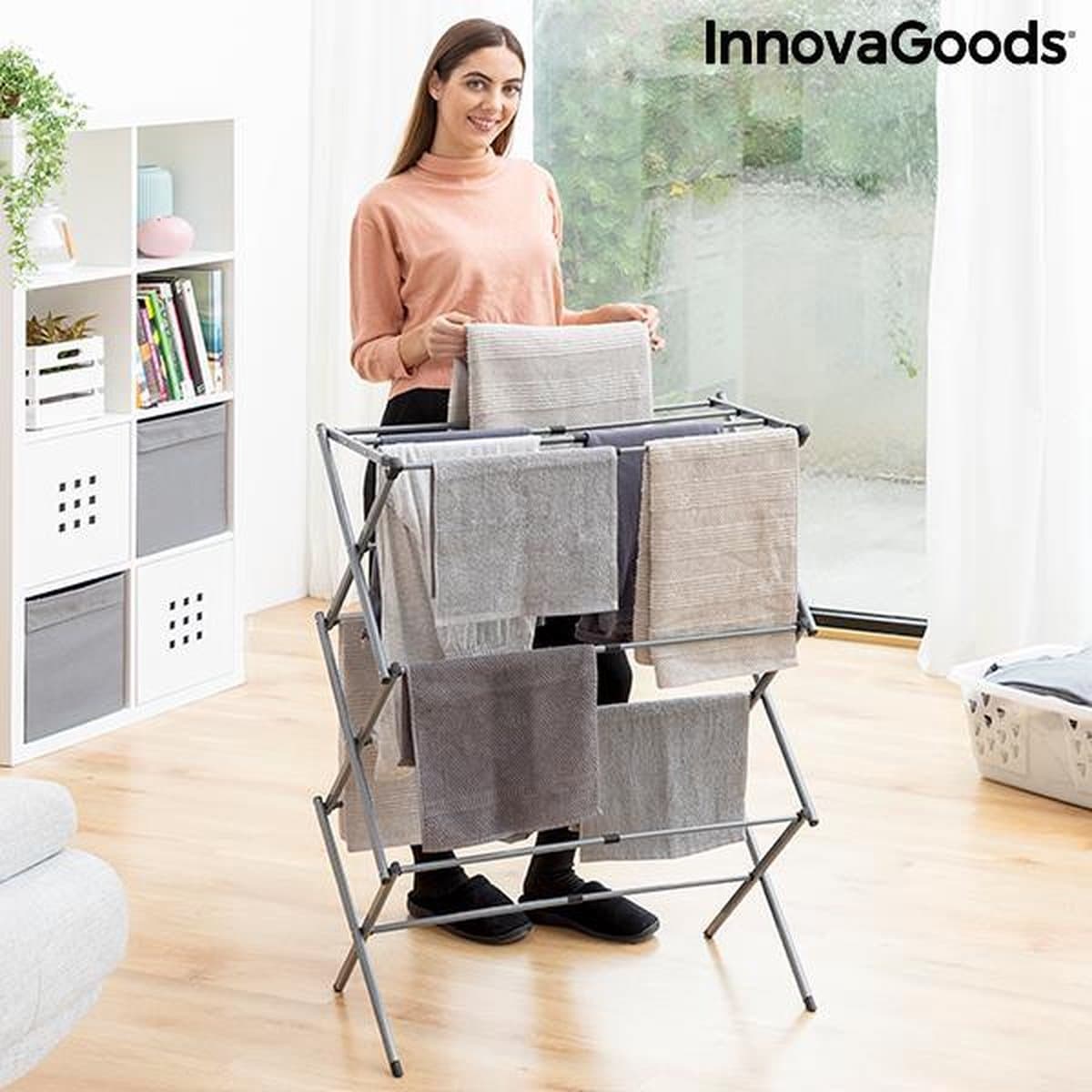 InnovaGoods - Droogrek - Inklapbare en uitschuifbare kledingdroger met 3 niveaus Cloxy - Wasdroger - 11 Stangen - 3 Hoogteniveau's — afbeelding 1