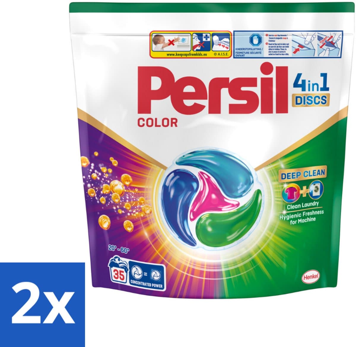 Persil - Wasmiddel - Discs Color - Voor Gekleurde Was - Krachtige Vlekverwijdering - 35 wasbeurten - Voordeelverpakking - 2 stuks — afbeelding 1