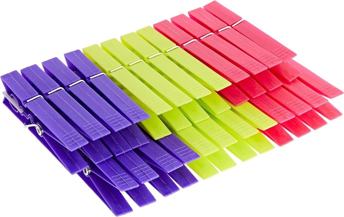 Wasknijpers - Kledingknijpers - Kleding Drogen - Snel Box Systeem - 24 Stuks - Diverse Kleuren — afbeelding 1