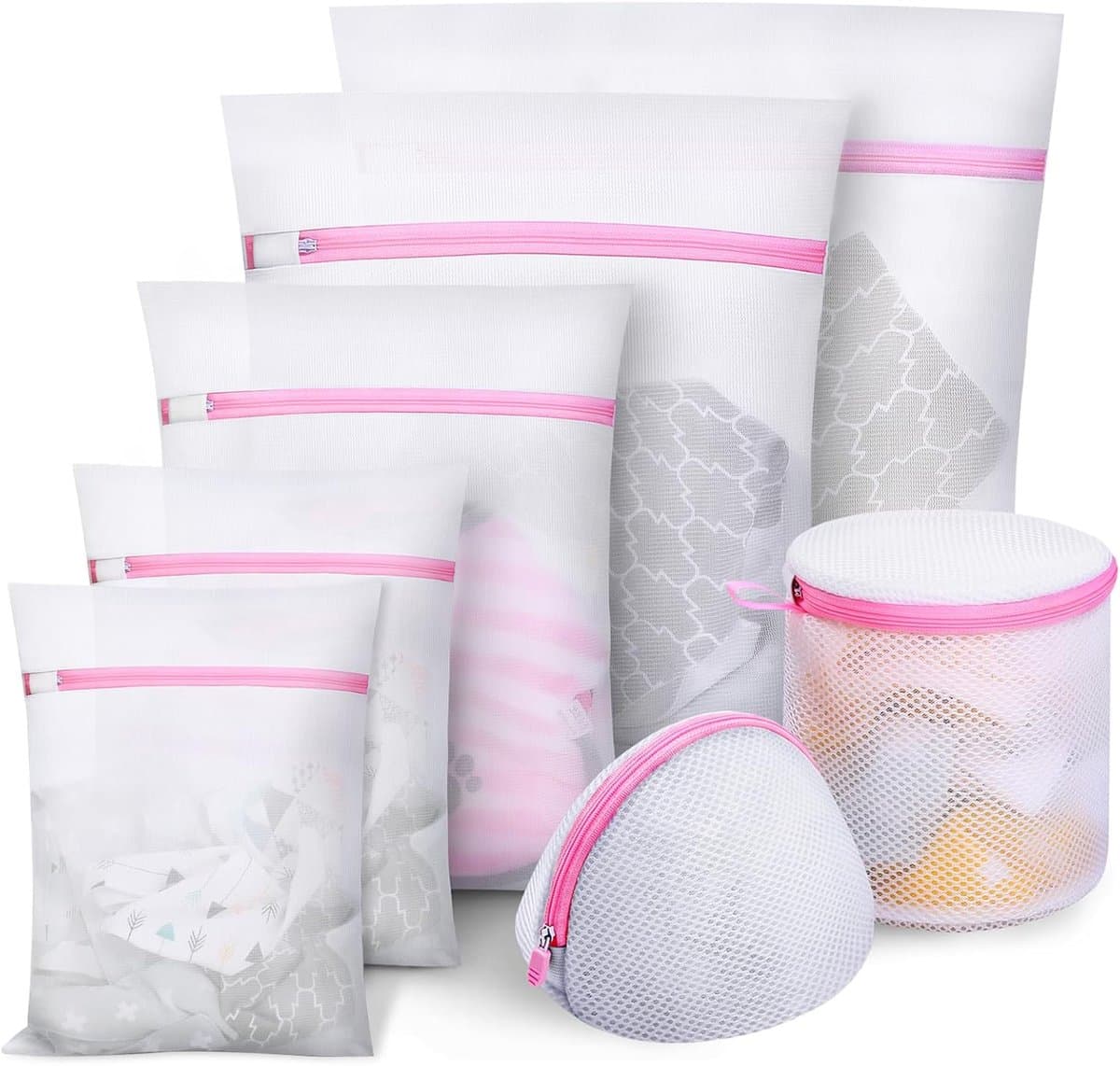 Thijox - Set van 7 Waszakken, Wasnetten met Hoogwaardige Ritssluiting, Opbergtas voor Onderweg, Ideaal voor Fijne Was, Ondergoed, Lingerie, Blouses, B — afbeelding 1