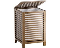 Dubbele Wasmand met Deksel, 120L Bamboe Wasmand met Uitneembare Binnenzak, 2-Delige Kledingverdeler Wassorteerder voor Wasruimte, Badkamer, Slaapkamer (Walnoot)