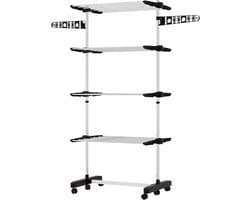 Wastoren met Wielen - Kledingrek Droogrek - Kleding Drogen - Opvouwbare Vleugels - 172 cm Hoog - Zwart
