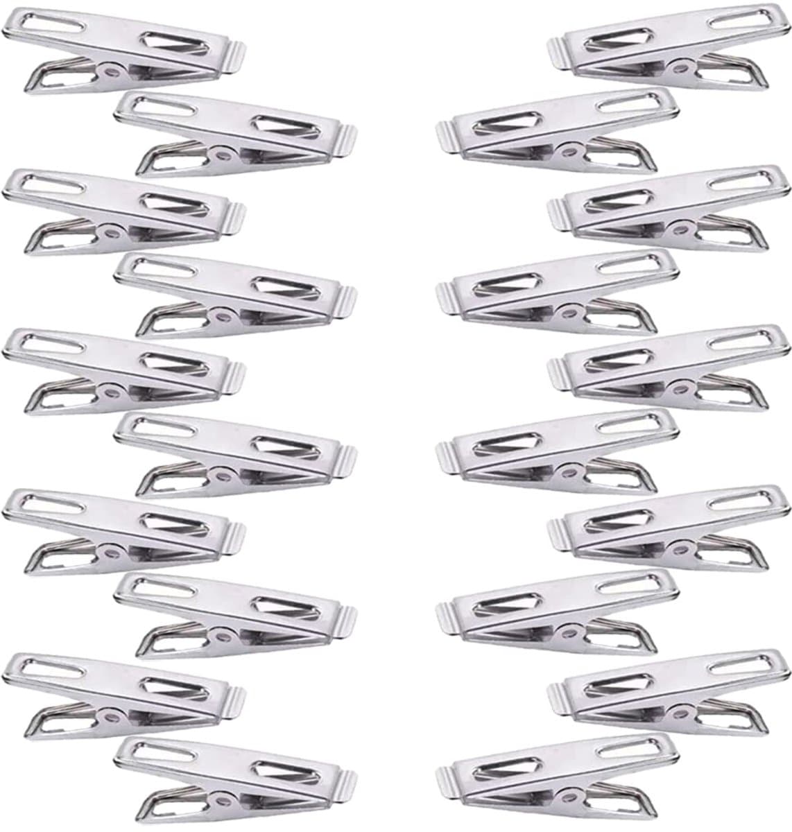 Wasknijpers, 20 Stuks Roestvrijstalen Wasknijpers, Metalen Roestvrijstalen Klemmen, Handdoekklemmen, Winddicht en Roestvrij, Voor Sokken, Kleding, Handdoek, Levensmiddelverzegeling — afbeelding 1