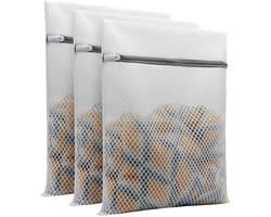 3 stuks waszakken met honingraatstructuur, wasnet met sterke ritssluiting, voor gevoelige kleding, ondergoed, sokken, beha's en schoenen (30 x 40 cm)