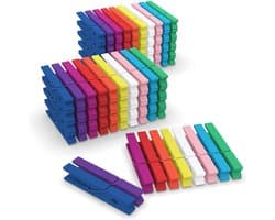 Wasknijpers, mini, kleurrijk, kleine knijpers voor foto's, collages, ansichtkaarten ophangen (7,1 cm)