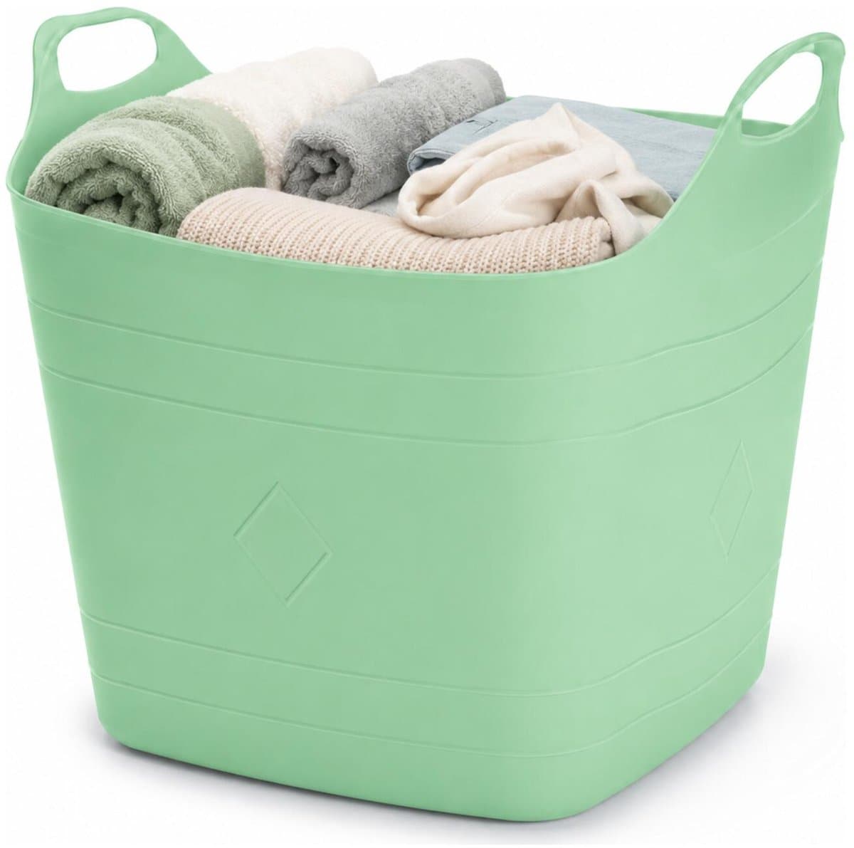Excellent Houseware Flexibele emmer - groen - 15 liter - kunststof - vierkant - 30 x 29 cm — afbeelding 1