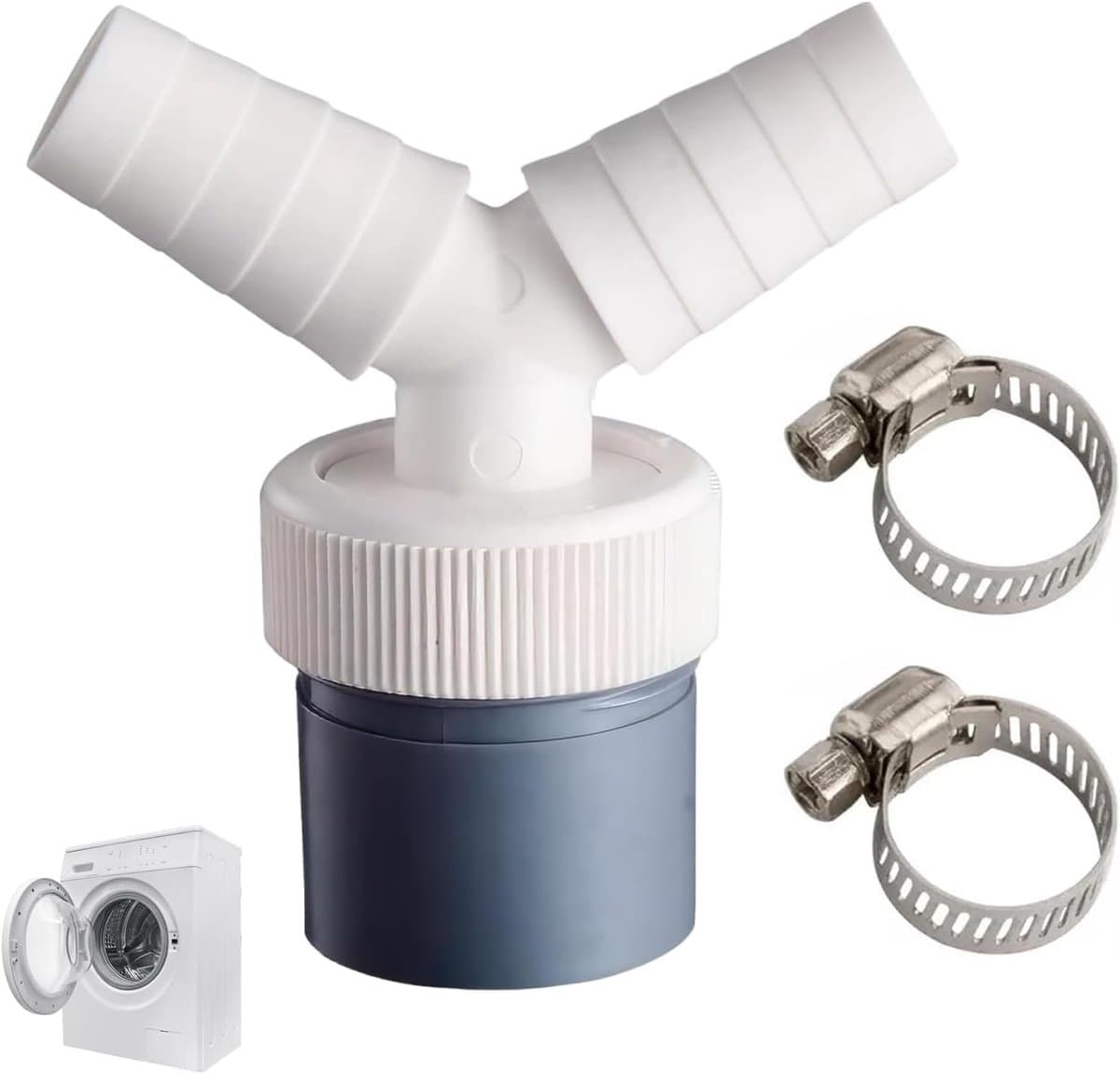 SnelShoppen - Afvoeraansluitset Wasmachine, 3 Stuks Afvoer Y-Adapter, Dubbele Aansluiting voor Vaatwasser, Droger, Wasmachine van Duurzaam Kunststof — afbeelding 1