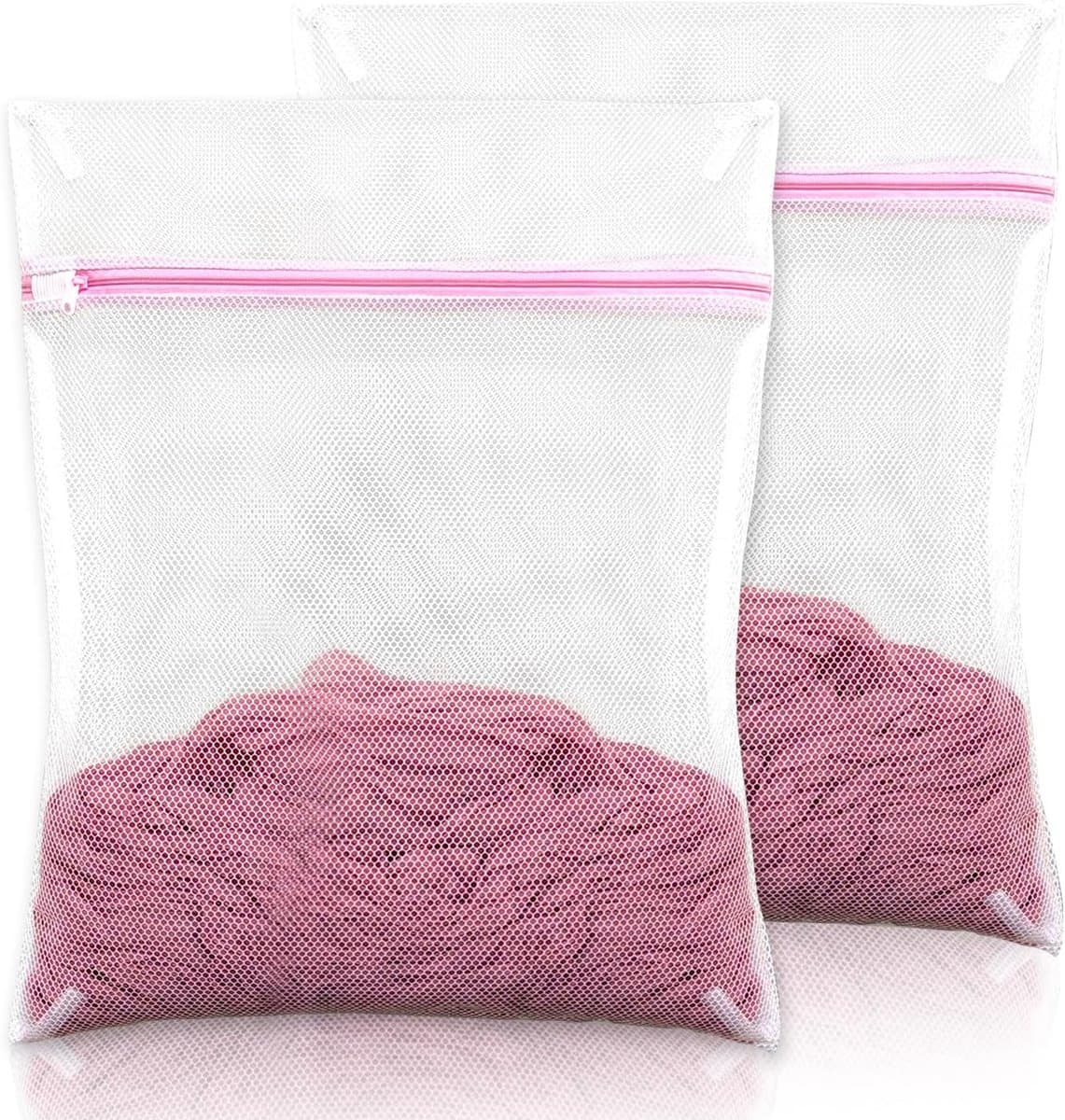 SnelShoppen - 2 stuks mesh waszak 30 x 40 cm met ritssluitingen, delicate waszak voor beha, sokken, blouses, T-shirts en babykleding, ideaal voor reiz — afbeelding 1