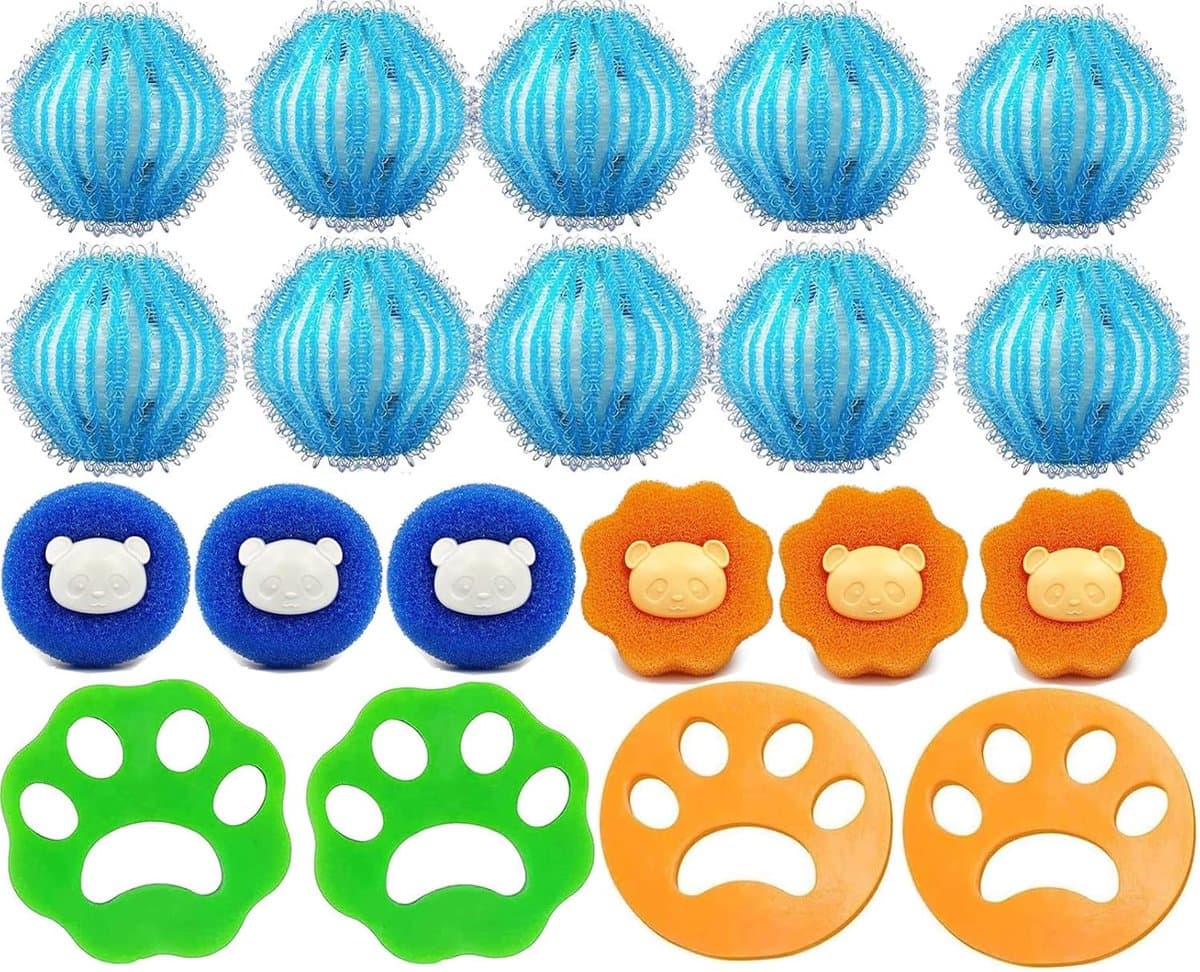 Thijox - 20 Stuks Haarvangers voor Wasmachine, Dierenhaarverwijderaar, Herbruikbare Wasballen, Silicone en PVC, Honden en Katten, Efficiënte Verwijder — afbeelding 1