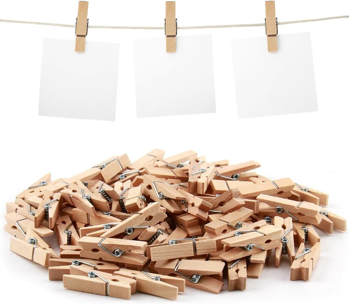 Set van 80 Mini Kledingknijpers van Duurzaam Hout voor Creatieve Projecten, Foto's en Decoraties, Multifunctionele Kleine Clips — afbeelding 1