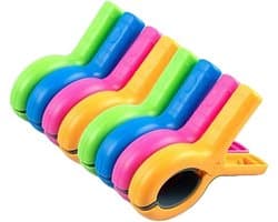Grote wasknijpers set van 8, kleurrijke handdoekklemmen voor strandstoelen, winddichte clips voor handdoeken en kleding, stabiele klemmen in 4 kleuren