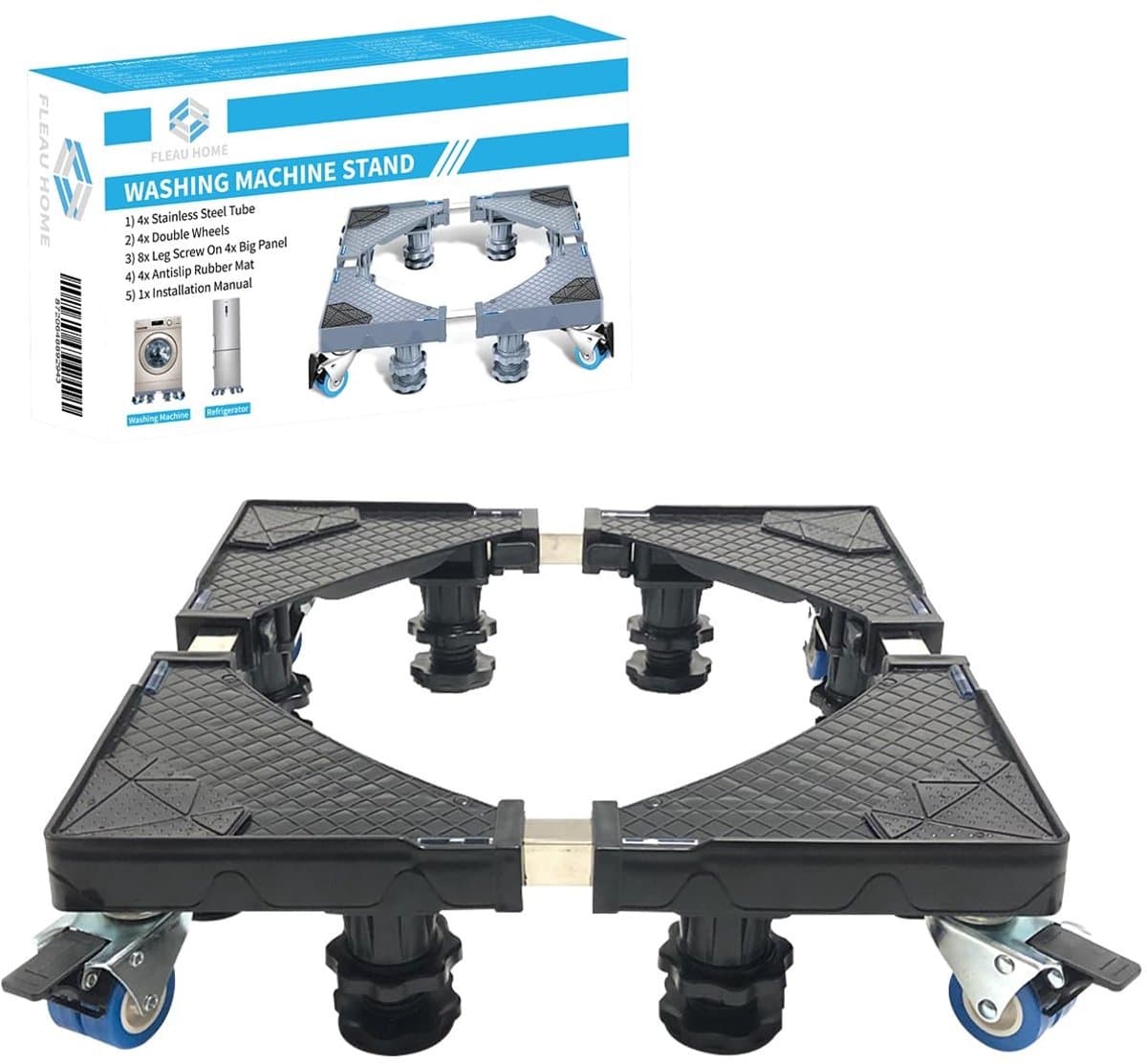Dailygoods- Wasmachine Verhoger XL 500KG Capaciteit - Verstelbare Meubelroller - Multifunctioneel - Wasmachinebasis - 8 Poten/4 Wielen - Maximale Stabiliteit — afbeelding 1