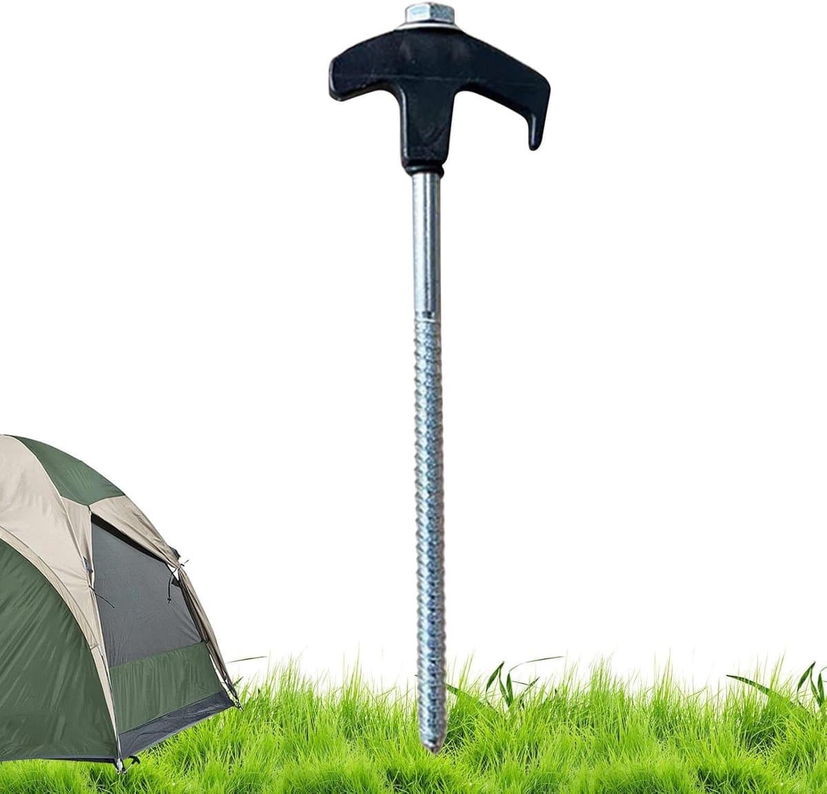 Grondanker - Tentharingen Schroef - Stabiele Verankering - Oplichtend Materiaal - 20 cm - Zwart — afbeelding 1