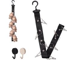 Dailygoods- Poppen Organizer 66 cm - Hangende Knuffeldierketting - 8 Metalen Clips - 2 Extra Haken - Stof/Plastic - Voor Organiseren Speelgoed - Knuffelorganizer