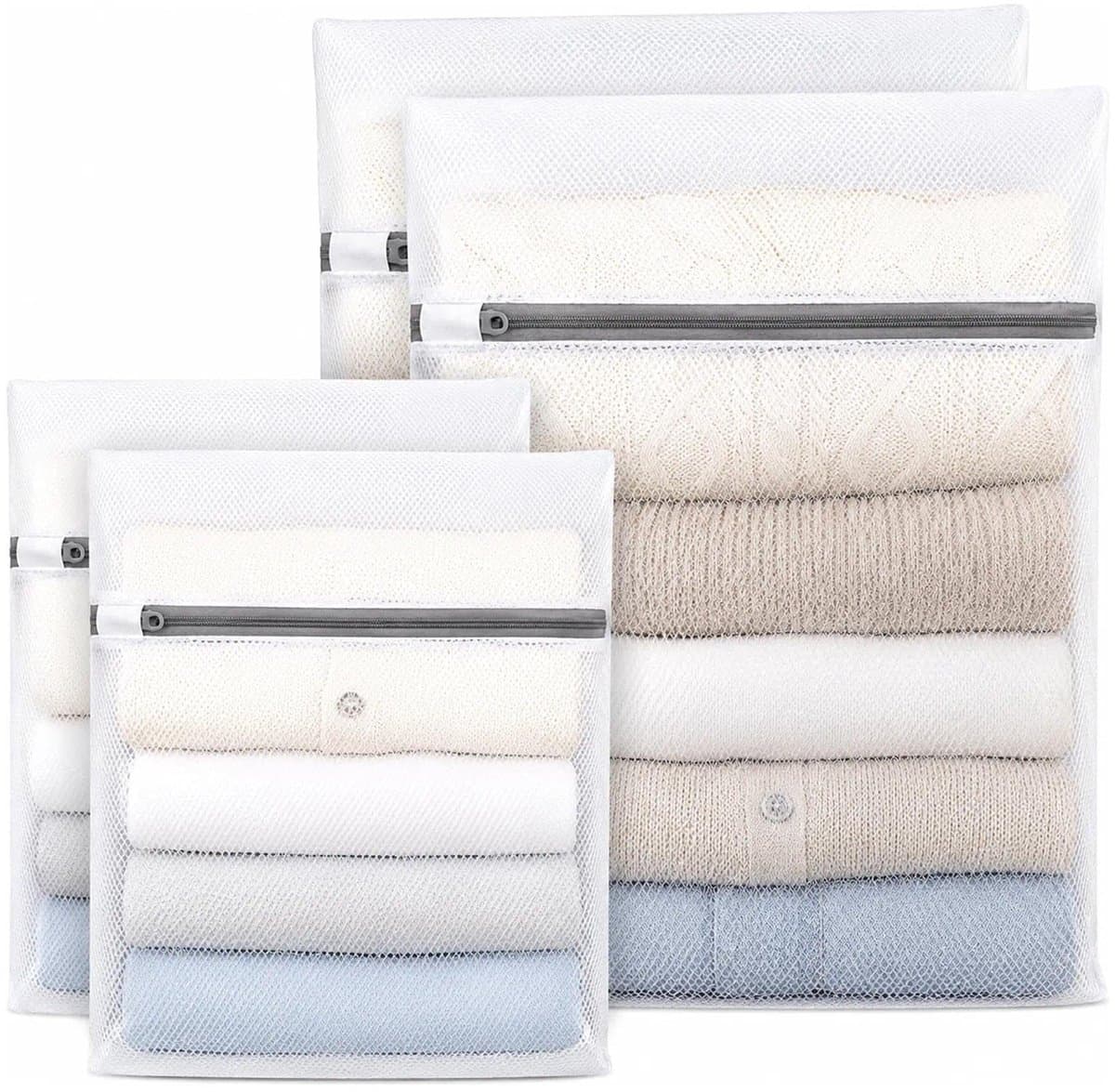 Dailygoods- Wasnet Set van 4 - Fijnmazig Wasnet voor Delicate Was - Waszakken met Ritssluiting - Waszakken voor Ondergoed/Sokken - 20 x 30 cm/30 x 40 cm - Duurzaam Polyester Mesh - Waszak — afbeelding 1