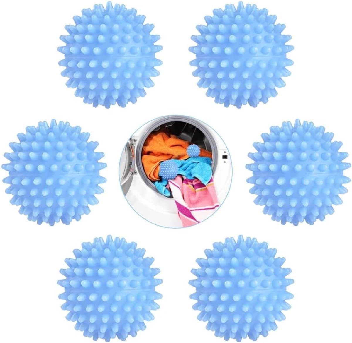 Wasmachine Droger Bal, 6 Pack Wasmachine Wasbal Herbruikbare Wasserij Ballen Drogere Ballen Wasdrogerballen Tijdbesparende Schoonmaakaccessoires Wasdroger Schoon Verzachten Kleding Blauw — afbeelding 1