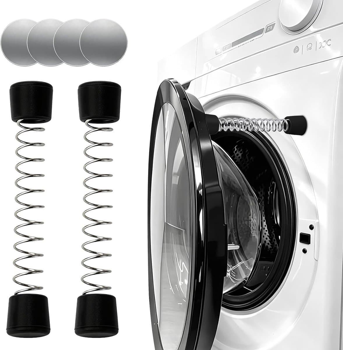 Magnetische deurbeugel voor wasmachine - 2 Stuks - Universele - Wasmachine Deuropener - Voorlader Wasmachine Deur Prop - Voorkomt Schimmel & Geurtjes - Voor Wasmachine Drogen Wasmachine - Zwart — afbeelding 1