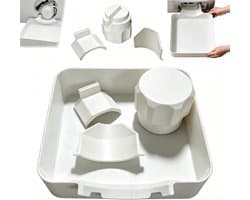 4 stuks - Afvoerbak voor wasmachine - Universeel type - 3D-geprinte waterdichte bak - Wateropvang en - Afvoer - Lekbak van de wasmachine - Eenvoudig te installeren - Geschikt voor kelders, appartementen, stacaravans, garages en huurwoninge