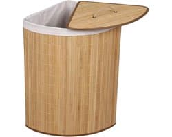Wasbox Bamboe - Opvouwbare Mand - Vuile Was Sorteren - Met Deksel Handvat - 57 Liter - Houtkleur