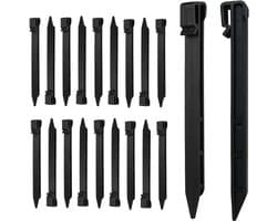 SnelShoppen - Pack van 20 Stevige Plastic Grondankers 25 cm - Voor Tuin, Grasrand, Waterdichte Hoses, Anthraciet - Ideaal voor Zachte Bodems