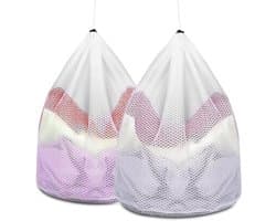 Thijox - 2 Stuks Waszakken Wasmachine - Grote Wasnet, Herbruikbaar Netzak voor Wasgoed met Koordstopper, 40 x 30 cm, Scheurvast en Ademend voor Kledin