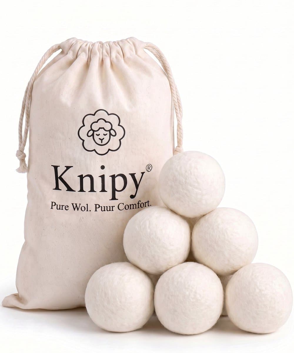 Drogerballen - 6 XL Wasbollen - 100% Nieuw-Zeelandse Schapenwol - 7 cm - Inclusief E-book & Opbergzakje — afbeelding 1