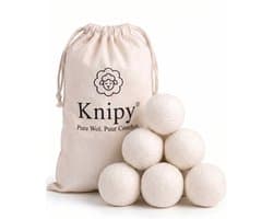 Drogerballen - 6 XL Wasbollen - 100% Nieuw-Zeelandse Schapenwol - 7 cm - Inclusief E-book & Opbergzakje