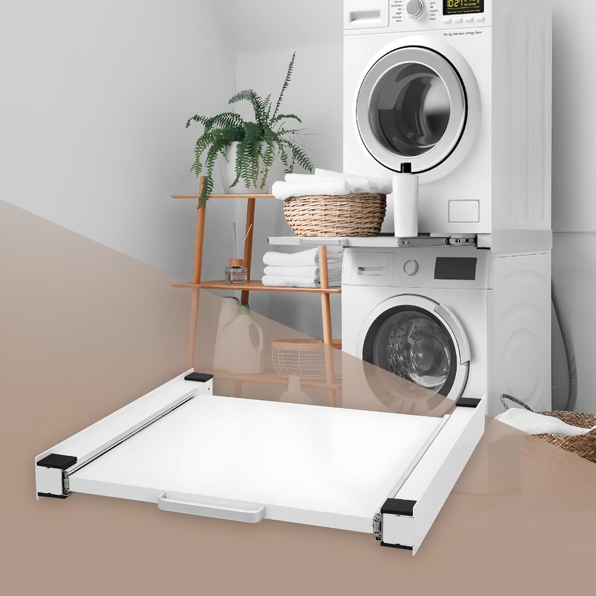 Lìon® Wasmachine Ombouw - Wasmachine Kast - Wasmachine Meubel - Wit - 60cm x 60cm x 8cm — afbeelding 1